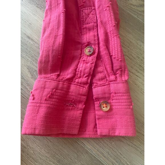 Women’s Pink Anthropologie PILCRO Long Sleeve Button Front Blouse Small Tie Back - Picture 4 of 8